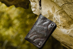 Leather Wristlet Wallet for Men biker chain wallet wristlet wallet small​ dark brown wristlet wallet​ leather clutch wallet​ 