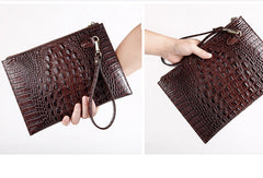 Cool Leather large wristlet wallets leather men zipper clutches wallet for men