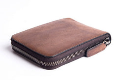 Handmade billfold wallet leather men zip multi cards vintage wallet for men - EverHandmade