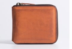 Handmade billfold wallet leather men zip multi cards vintage wallet for men - EverHandmade