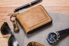 Leather biker billfold trucker wallet leather chain men Black Red long wallet - EverHandmade
