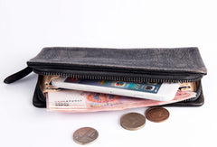 Cool Vintage mens leather long wallet vintage bifold long wallet for men