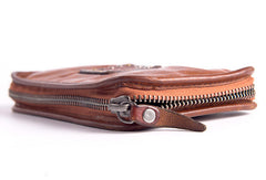 Cool Leather mens wirstlet long wallet leather wristlet zipper clutch wallet for men