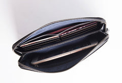Handmade long wallet leather men phone zip clutch vintage wallet for men