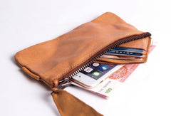 Handmade long wallet leather men phone zip clutch vintage wallet for men