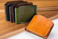 Handmade billfold wallet leather men blue green vintage wallet for men