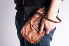 Cool Leather mens wirstlet long wallet leather wristlet zipper clutch wallet for men