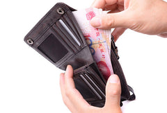 Leather Wristlet Wallet for Men wristlet wallet small​ black wristlet wallet​ leather clutch wallet​ biker chain wallet