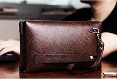 Genuine leather clutch long wallet leather men phone clutch vintage wallet for men