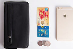 Handmade long wallet leather men phone zip clutch vintage wallet for men