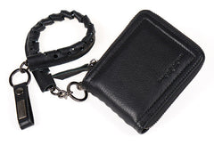 Leather biker billfold trucker wallet leather chain men Black Red long wallet