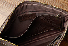 Coffee Leather large wristlet wallet leather men zipper clutch wallet for men