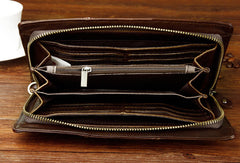Leather large clutch leather men Wristlet Wallet zipper clutch wallets for men