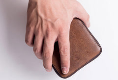 Handmade billfold wallet leather men zip multi cards vintage wallet for men - EverHandmade