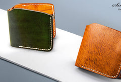 Handmade billfold wallet leather men blue green vintage wallet for men