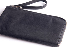 Cool leather mens Wristlet Wallets long wallet zipper clutch wallet for men