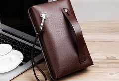 Genuine leather clutch long wallet leather men phone clutch vintage wallet for men