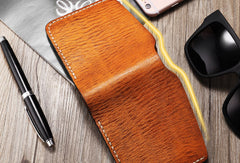 Handmade billfold wallet leather men blue green vintage wallet for men