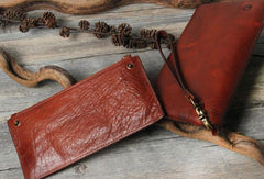Handmade biker chain wallet long wallet leather men phone clutch vintage wallet for men - EverHandmade
