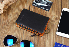 Genuine billfold wallet leather biker wallet chain men zip multi cards vintage wallet for men - EverHandmade