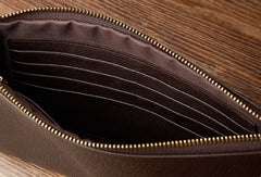 Coffee Leather large wristlet wallet leather men zipper clutch wallet for men