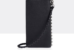 Leather biker trucker wallet leather chain men Black zip chain long wallet - EverHandmade