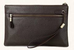Coffee Leather large wristlet wallet leather men zipper clutch wallet for men