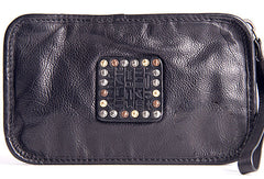 Cool Leather mens wirstlet long wallet leather wristlet zipper clutch wallet for men - EverHandmade