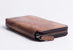 Cool Vintage Mens Leather long wallets zipper clutch wallet for men