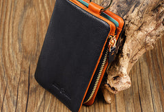 Genuine billfold wallet leather biker wallet chain men zip multi cards vintage wallet for men - EverHandmade