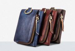 Handmade billfold wallet leather biker wallet chain men zip multi cards vintage wallet for men