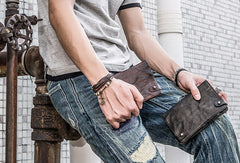 Vintage leather long wallet for men cool mens long wallet with a lot of cards - EverHandmade