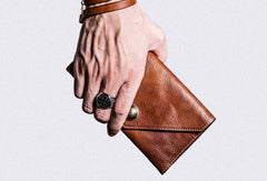 Handmade biker chain wallet leather chain wallet men Brown long wallet