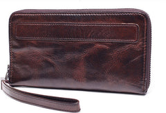 Genuine long wallet leather men phone clutch vintage wallet for men