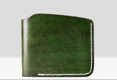Handmade billfold wallet leather men blue green vintage wallet for men