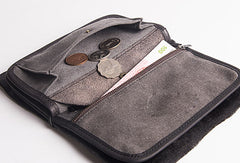Handmade vintage long wallets leather mens zipper clutch wallet for men - EverHandmade