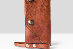 Handmade biker chain wallet leather chain wallet men Brown long wallet