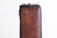 mens wallet with leather chain​ Leather Biker Wallet Leather Biker Chain Wallet Mens Vintage Biker Long Zip Wallet for Men