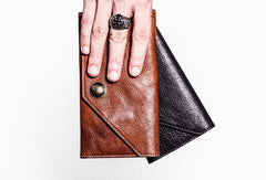 Handmade biker chain wallet leather chain wallet men Brown long wallet