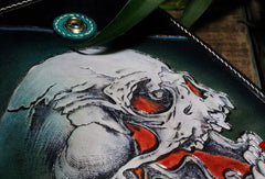 Handmade leather Biker wallet chain wallet long skull wallet leather mens Tooled wallet - EverHandmade