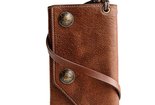 Black Biker Chain Wallet Leather Wallet With Chain Mens Leather Chain Wallet for