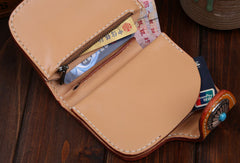 Handmade billfold leather biker trucker japanese general wallet leather chain men Black Carved Tooled wallet - EverHandmade