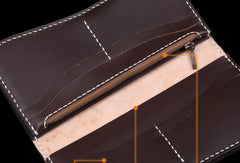 Handmade leather Long biker trucker japanese general wallet leather men chain Black Carved Tooled wallet - EverHandmade
