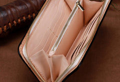 Handmade leather Long Black Chinese Dragon wallet leather men clutch Tooled wallet - EverHandmade