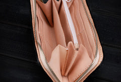 Handmade Tooled Long leather Black floral wallet leather men clutch Tooled wallet - EverHandmade