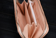 Handmade Tooled Long leather Black floral wallet leather men clutch Tooled wallet - EverHandmade
