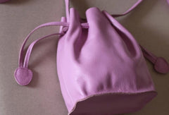 Handmade Leather bucket bag shoulder bag blue purple for women leather crossbody bag