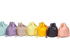 Handmade Leather bucket bag shoulder bag blue purple for women leather crossbody bag