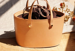 Handmade Leather bucket bag shopper bag for women leather handbag - EverHandmade