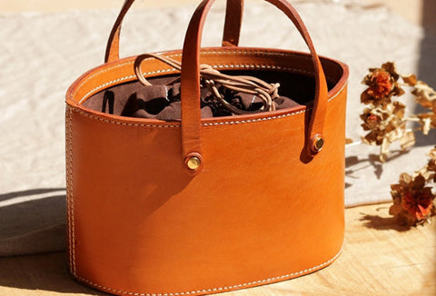Handmade Leather bucket bag shopper bag for women leather handbag - EverHandmade